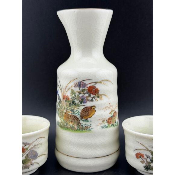 Vintage OMC Sake Set, Guilded Grouse - Picture 2 of 6